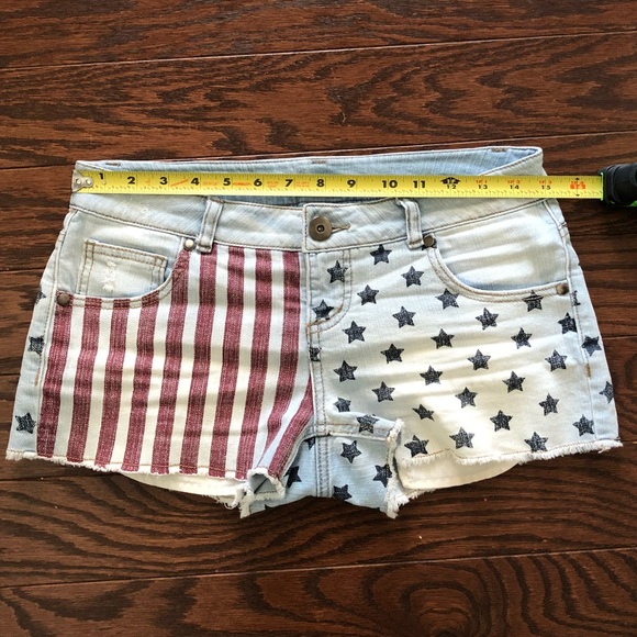 Distressed American Flag Red, White and Blue Denim Shorts- 4th of July - Picture 5 of 6